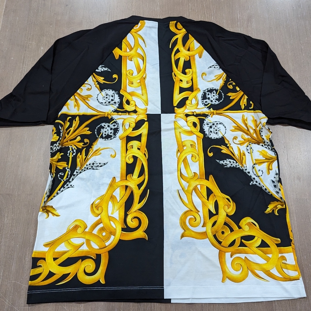 Versace Black and Yellow Baroque Short Sleeve Tee - Picture 3 of 4